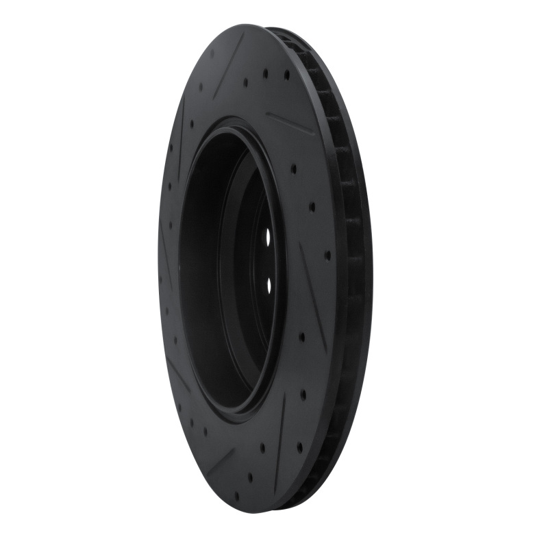 Lexus LS460 Brake Rotor (1) - Right Rear - R1 Concepts - Drilled & Slotted - Black - `07-`17